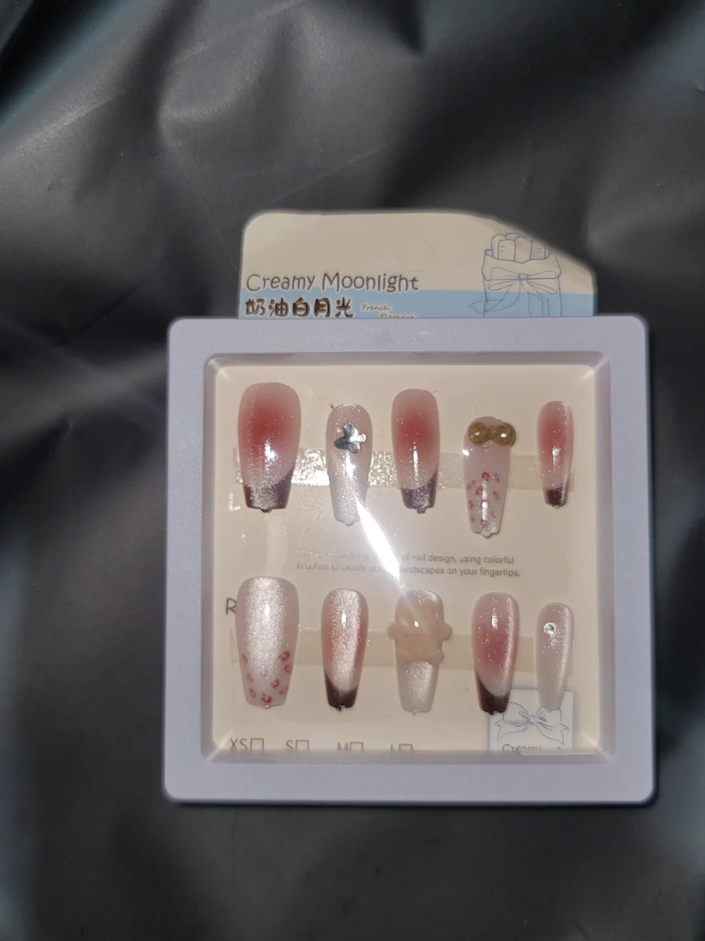 Press On Nail Set Of 6 Desing - Pink & Nude Artificial Nails